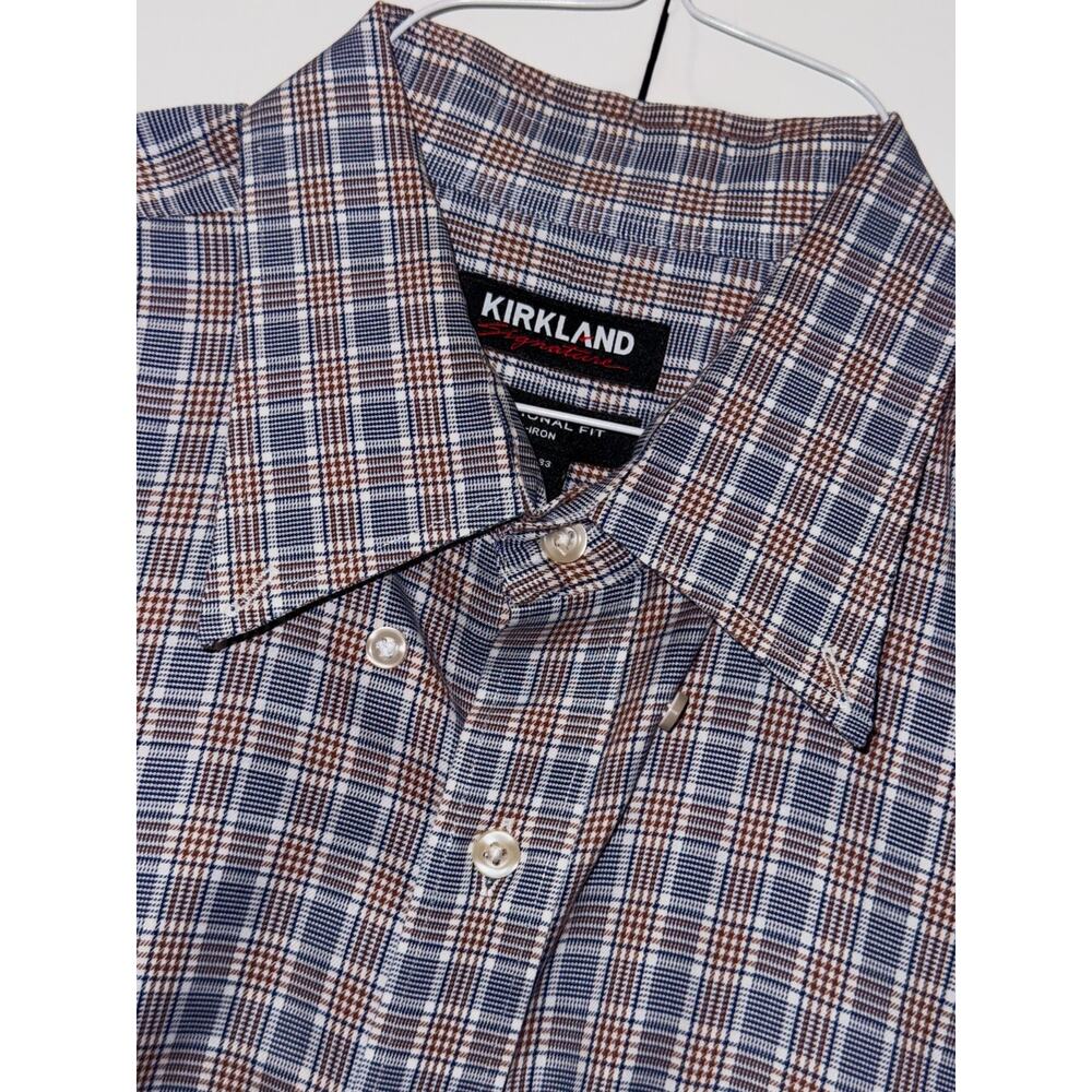 Kirkland Signature Men Traditional Fit Shirt Blue Brown size-XL
